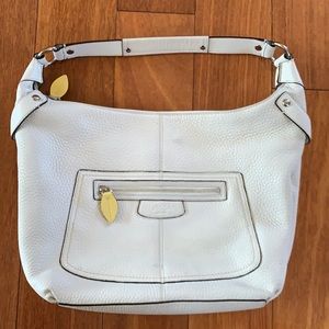 Cream Pebble Leather Vintage Coach Shoulder Bag